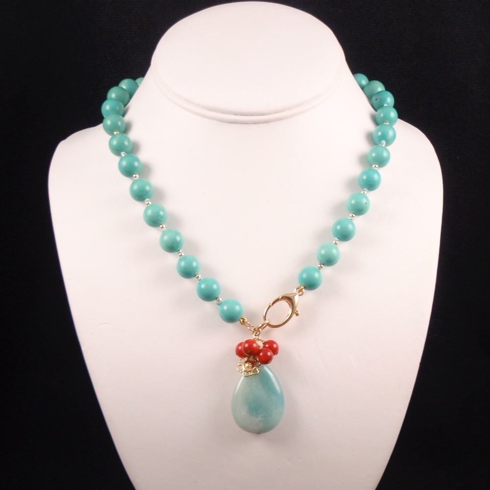 Turquoise and Amazonia necklace